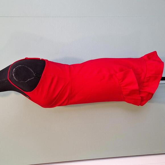 Lulus Red Cross Front Ruffle Dress Size Small - Picture 3 of 7